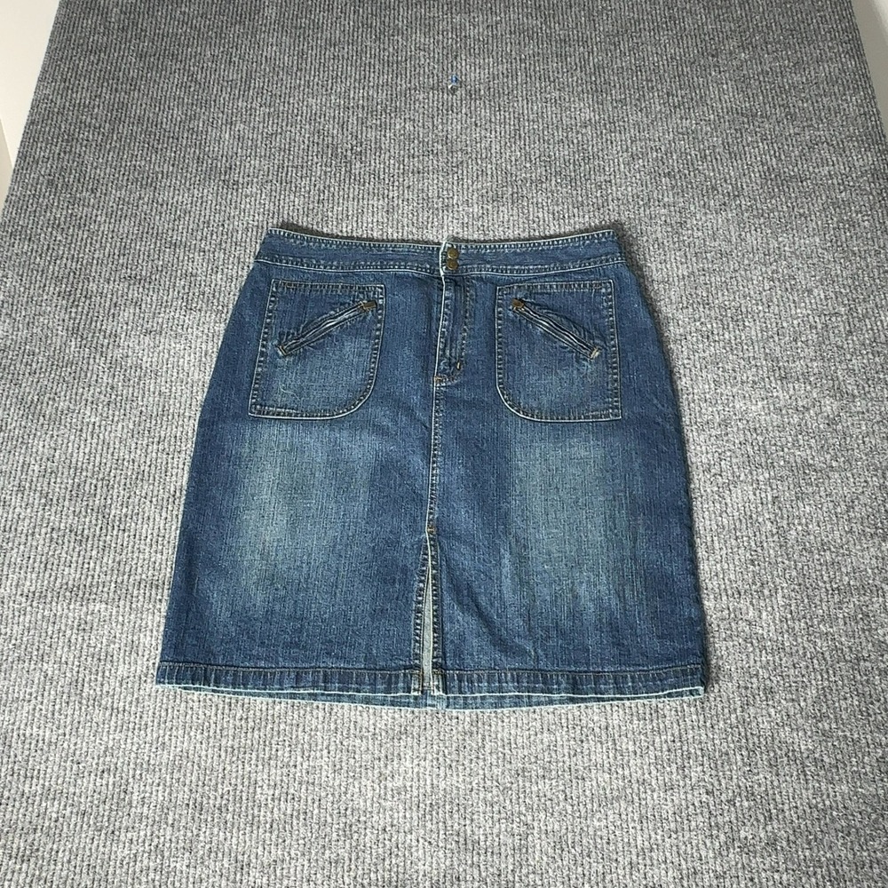 Lauren Jeans‎ Co Ralph Lauren Denim Skirt Womens 16 Blue Utility Front Slit